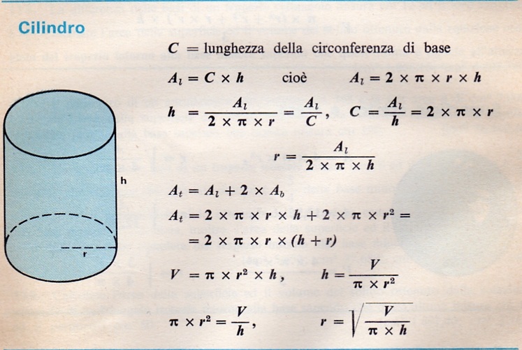 Come Trovare L'altezza Di Un Cilindro Senza Il Volume GEOMETRIA CILINDRO – APPUNTI