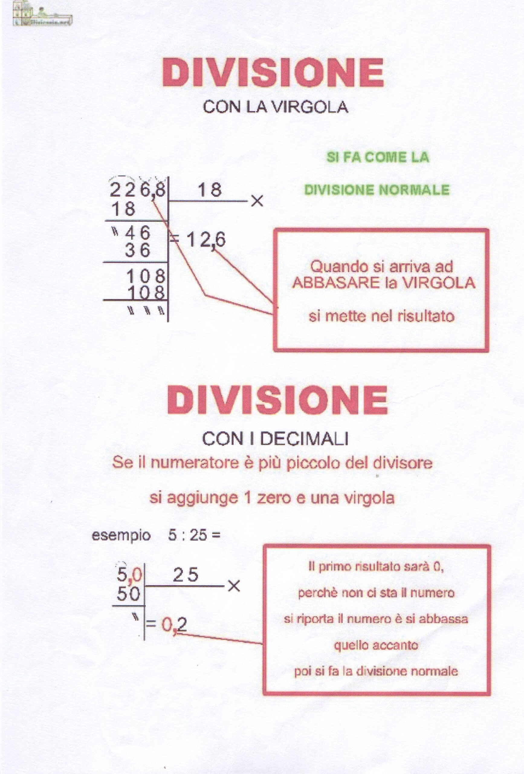 divisioni con la virgola esercizi pdf